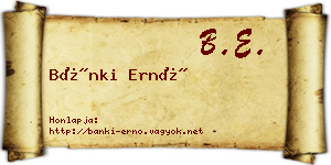 Bánki Ernő névjegykártya